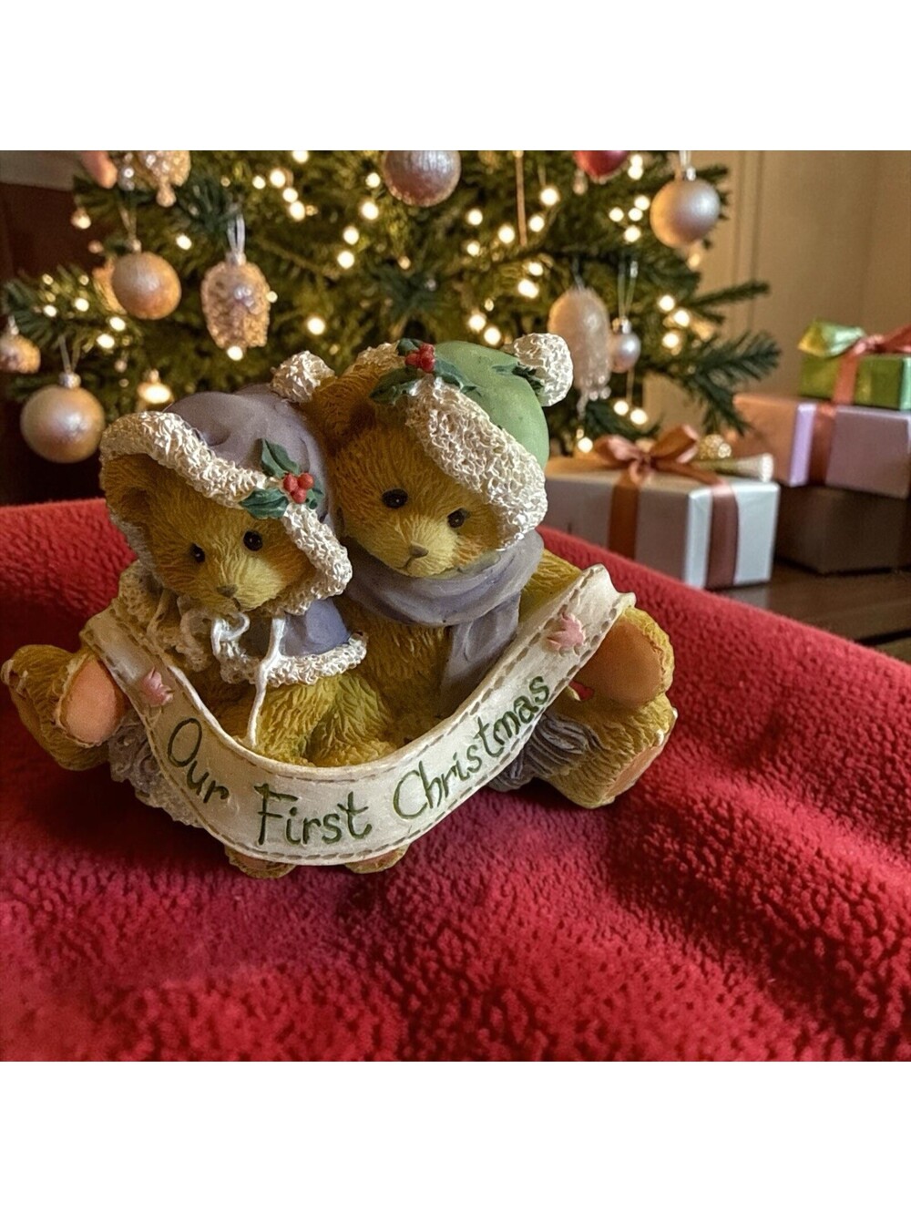 Cherished Teddies Christmas Figurine OUR FIRST CHRISTMAS VTG 1995 2"H